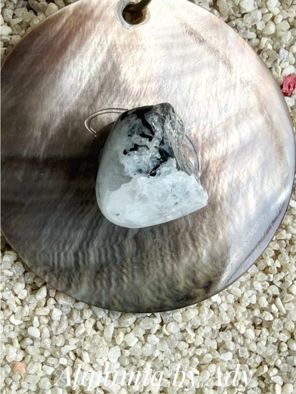 LAYERED CORDS MOONSTONE White Mother-of-Pearl Pendant Necklace